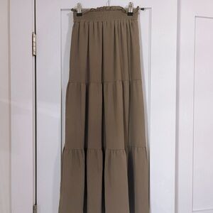 DownEast Tiered Brown Maxi Skirt